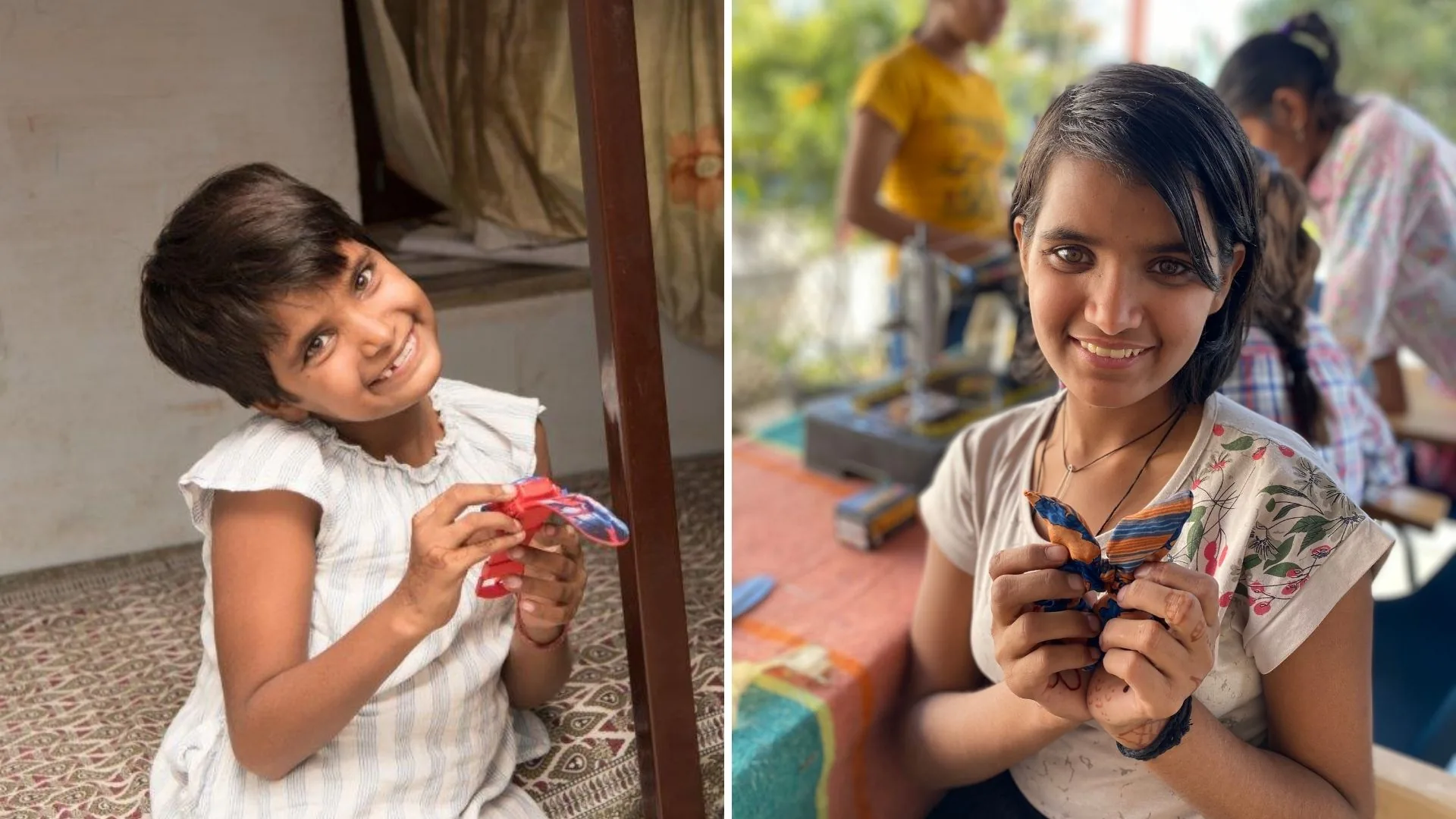 Antes y después de una niña apadrinada gracias al programa de apadrinamiento de Fundación CiENViDAS
