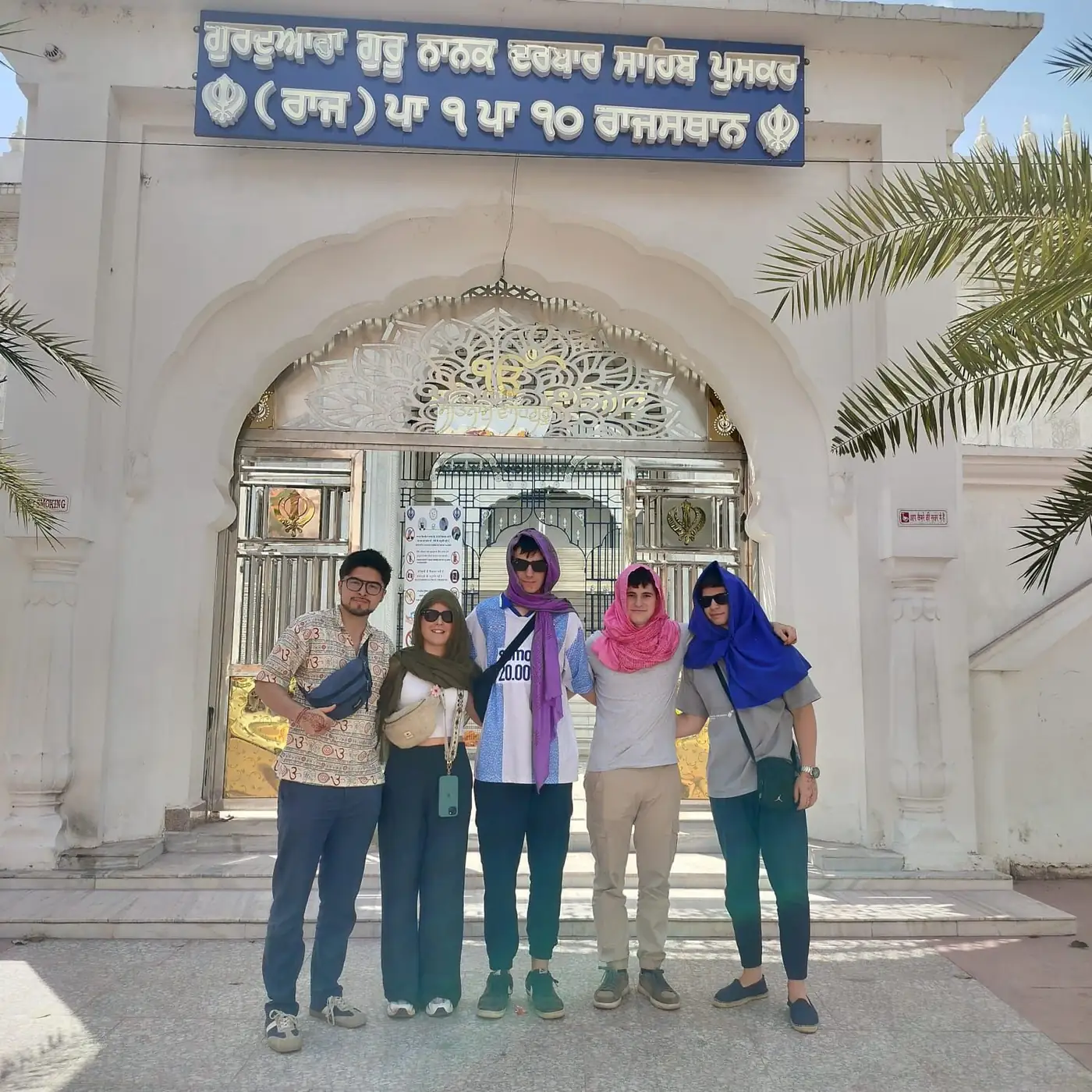 Young volunteers visiting a temple in their free time